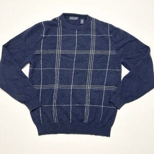 Grant Thomas 2 Ply Cashmere Sweater Mens Medium Blue Crew Neck Pullover Designer
